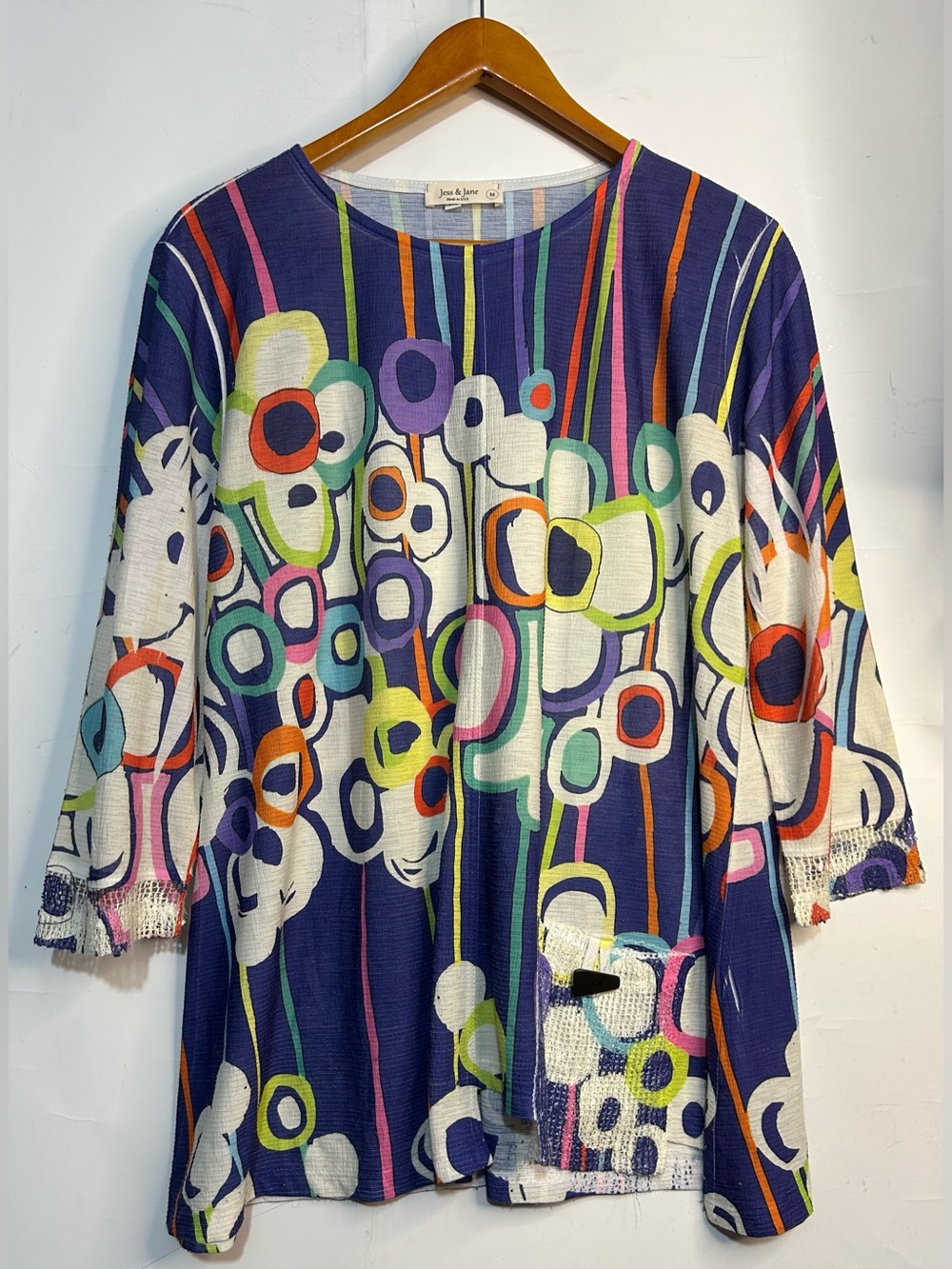 Jess & Jane Women's Sonata Vibrant Tunic Top with Chiffon Hem Medium